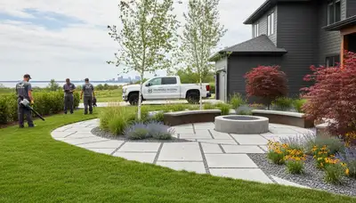 Landscaping crew in Buffalo, NY providing professional yard maintenance and outdoor care