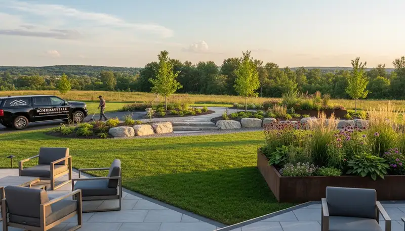 Landscaping crew serving Buffalo, NY with professional lawn and garden maintenance services
