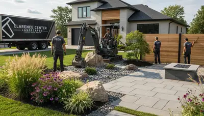 Landscaping crew serving Buffalo, NY with professional lawn care and outdoor maintenance