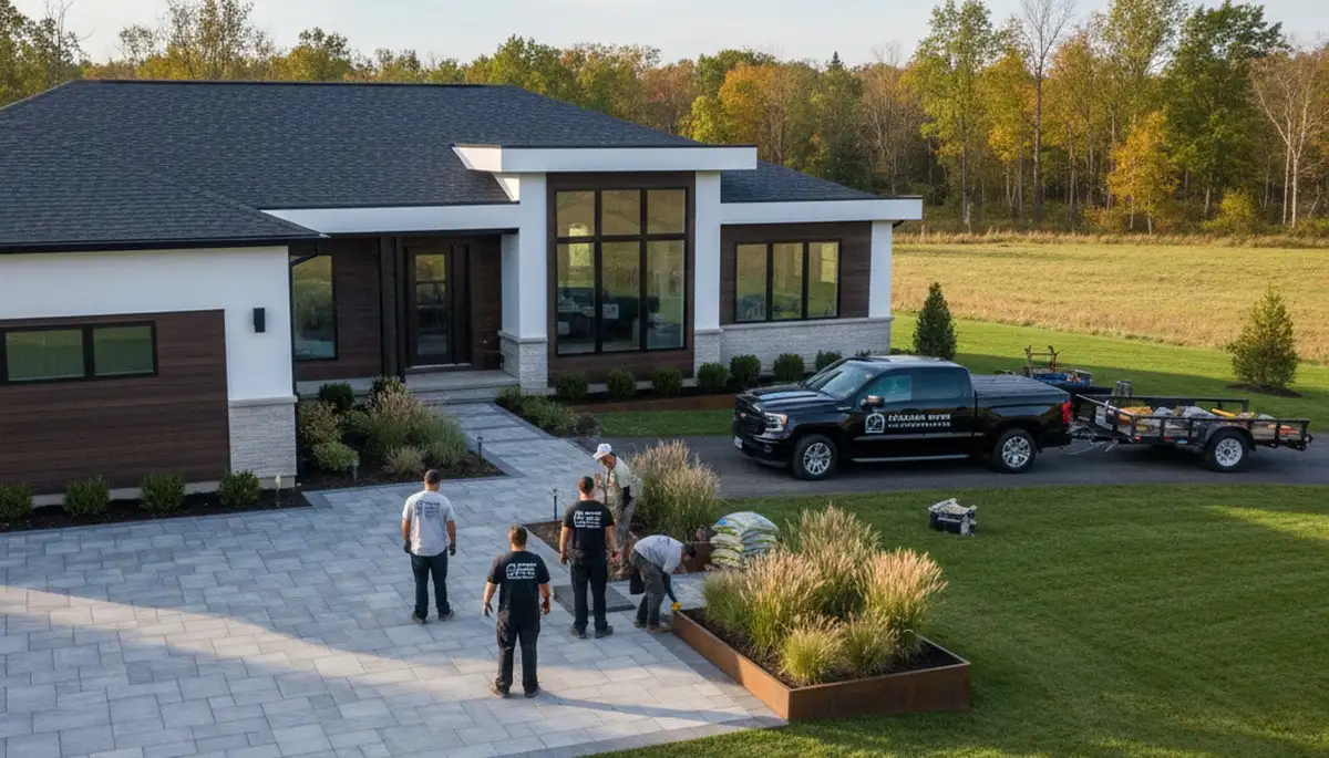 Landscaping crew providing professional yard maintenance in Buffalo, NY