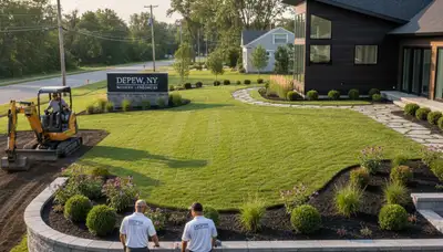 Landscaping crew serving Buffalo, NY with professional yard maintenance and outdoor property care
