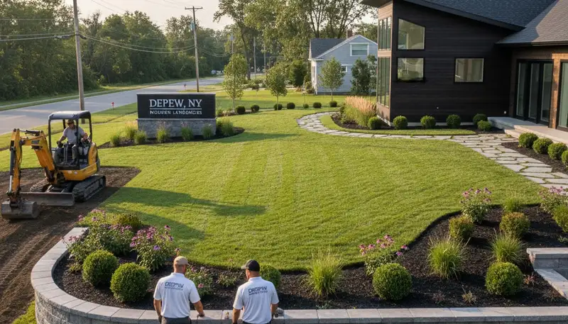 Landscaping crew serving Buffalo, NY with professional yard maintenance and outdoor property care