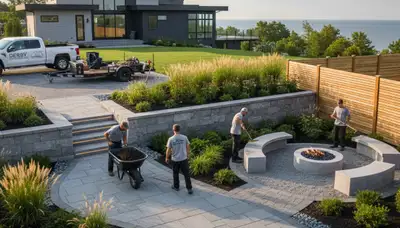Landscaping crew serving Buffalo, NY with professional yard maintenance and outdoor property care