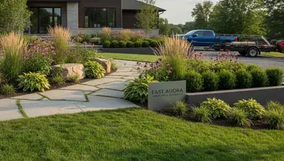 Buffalo NY landscaping crew providing professional lawn care and yard maintenance services