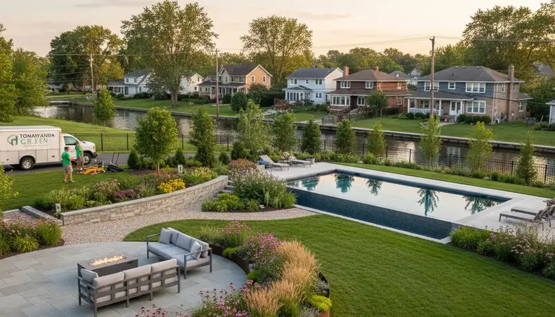 Landscaping crew serving Buffalo, NY with professional lawn and property maintenance services