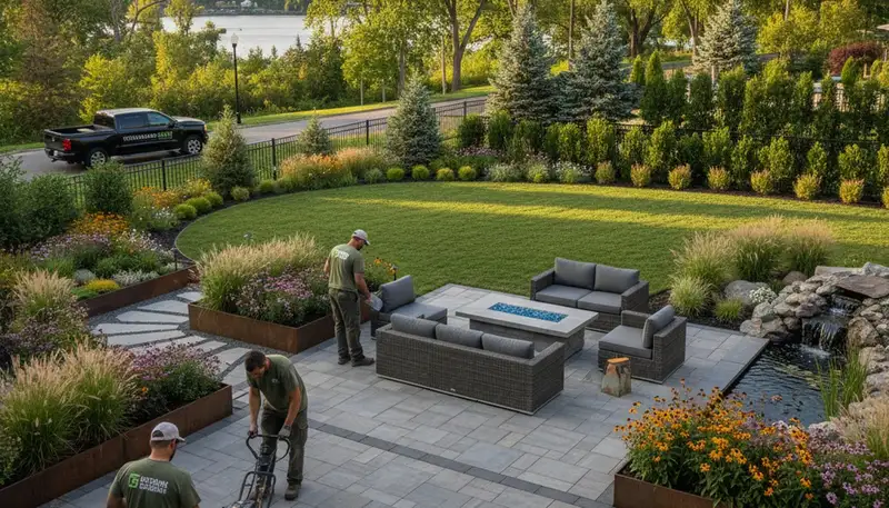 Landscaping crew serving Buffalo, NY with professional yard maintenance and outdoor property care