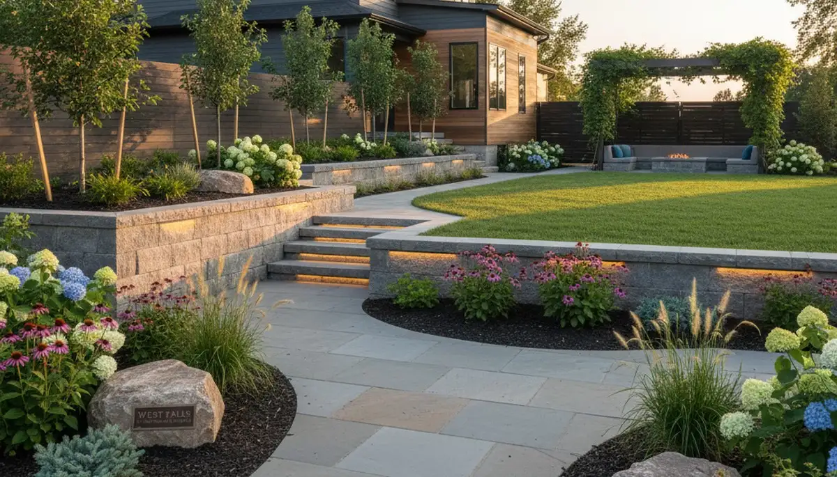 Landscaping crew serving Buffalo, NY with professional lawn care and outdoor property maintenance